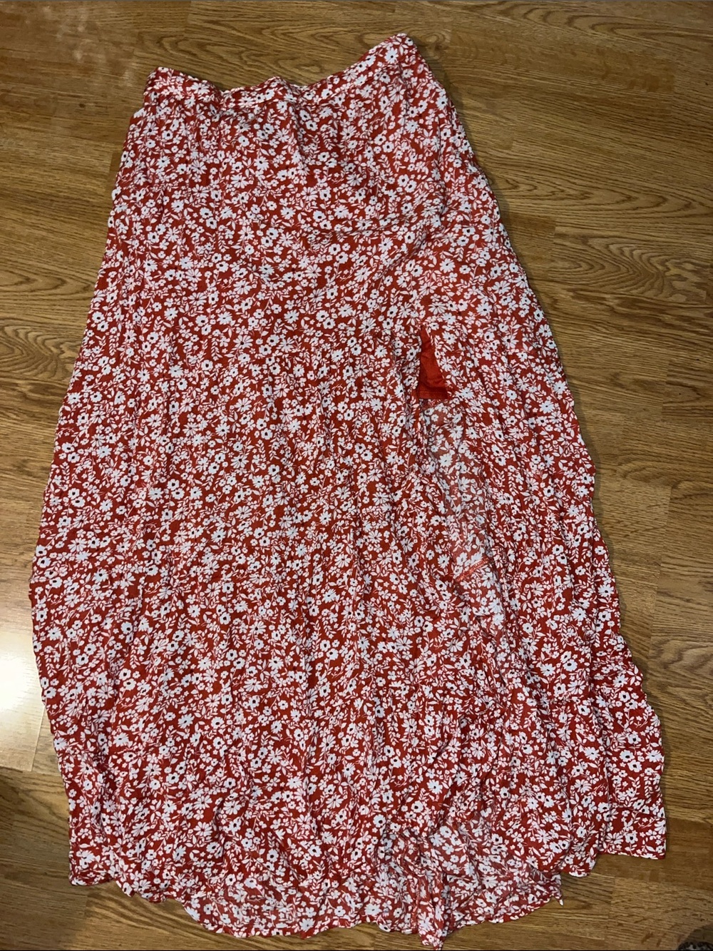 Abercrombie & Fitch Red and White Floral Maxi Skirt